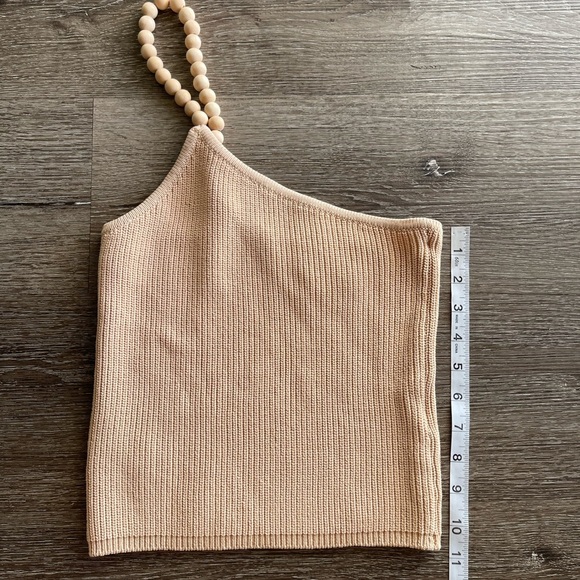 Zara Cream Knit Top with Beaded Strap - Picture 2 of 4